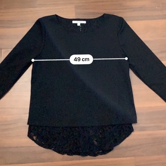 Alfred Sung Black Top with Lace Underlay Size S - Picture 10 of 11